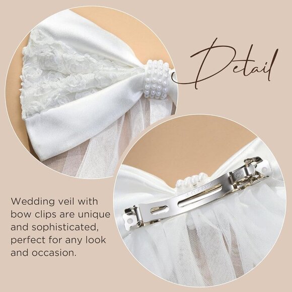 🆕 Women White Clip Bachelorette Party Decorations Pearl Bow Accessories - Picture 5 of 7